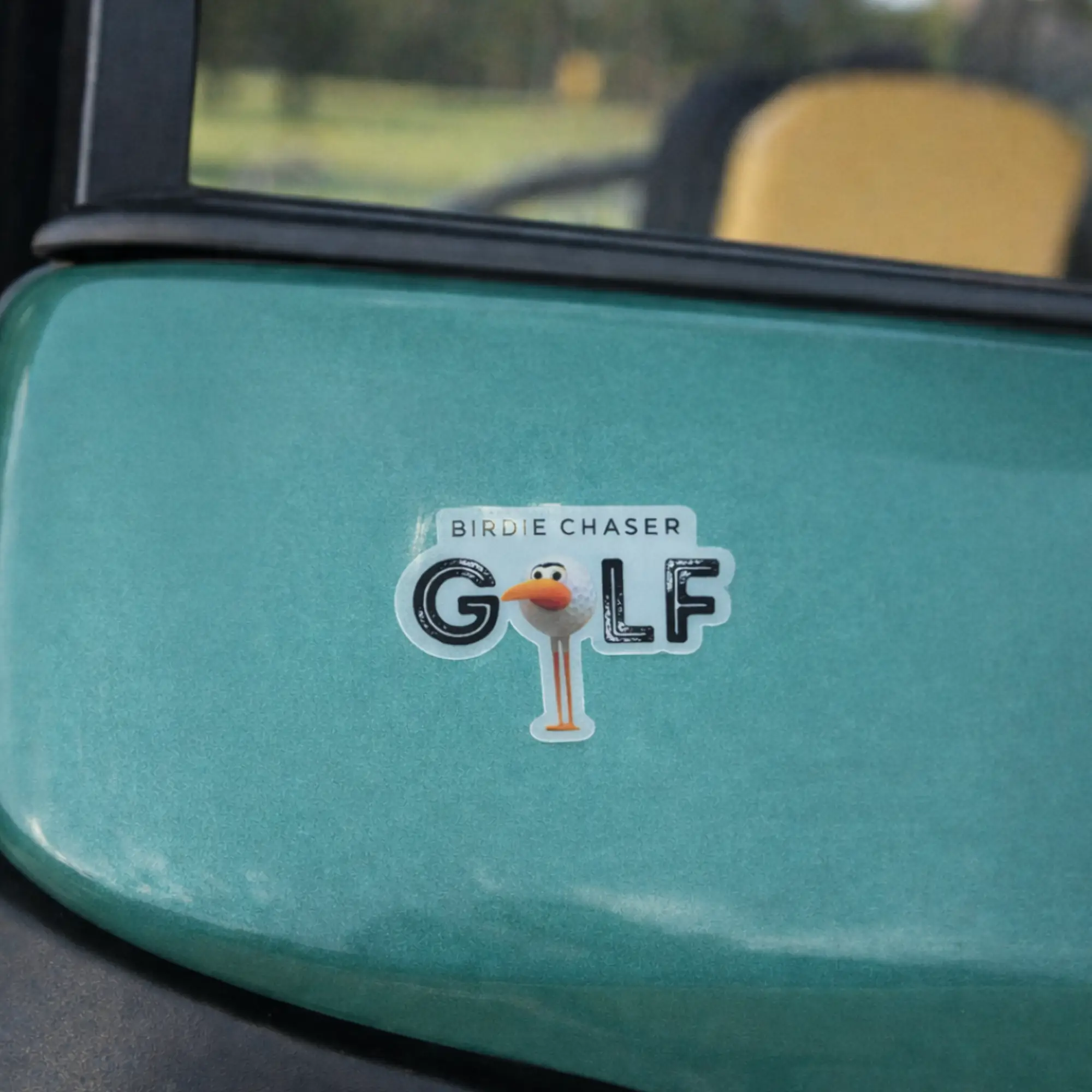 Birdie Chaser Gurdy GOLF Logo sticker shown in a lifestyle setting