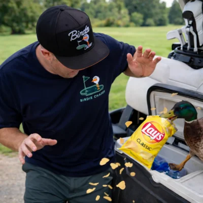 Birdie Chaser Black Golf T-Shirt – Gurdy on the Green — alternate view
