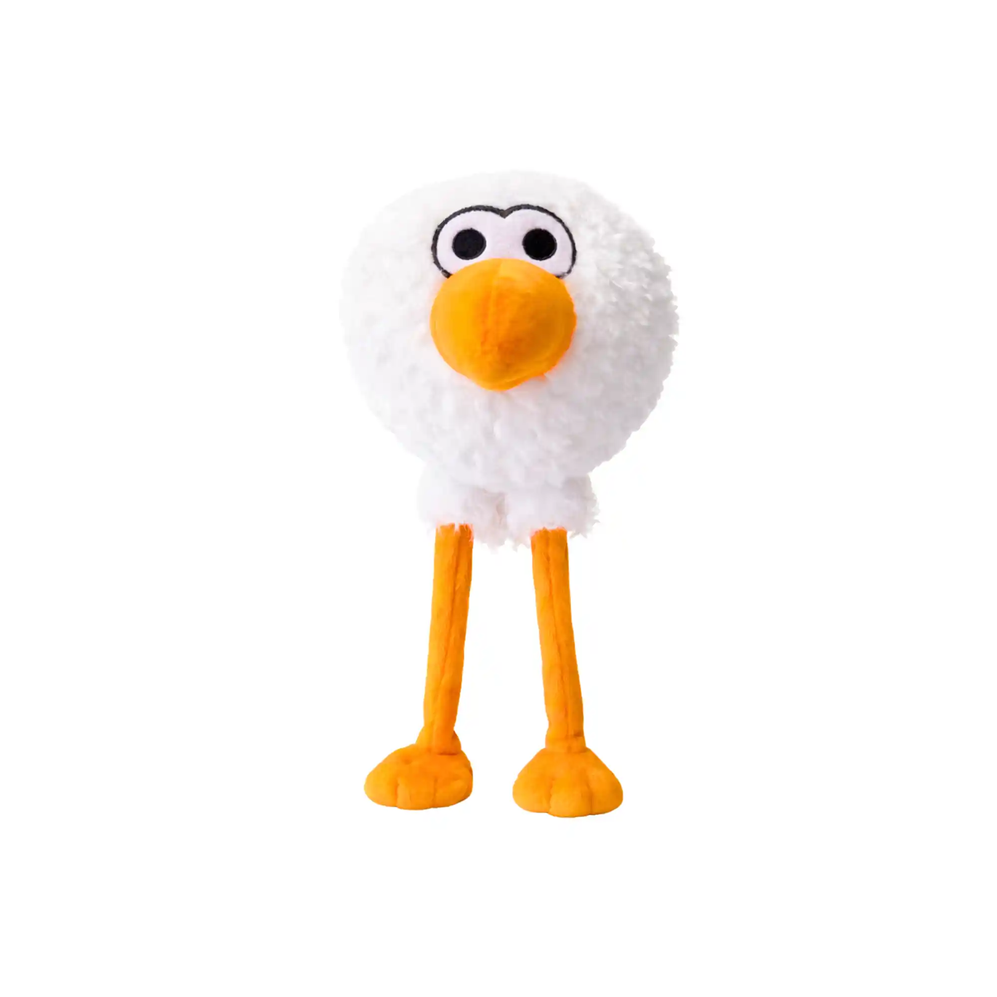 Front view of Birdie Chaser 7-inch Gurdy plush toy with golf ball head and orange beak