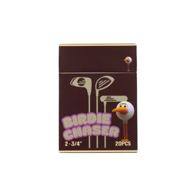 Front view of Birdie Chaser The Birdhouse golf tee box with birdhouse artwork