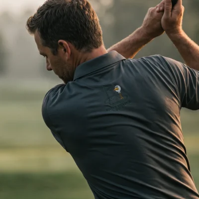 Birdie Chaser Charcoal Golf Polo – Double Gurdy — alternate view