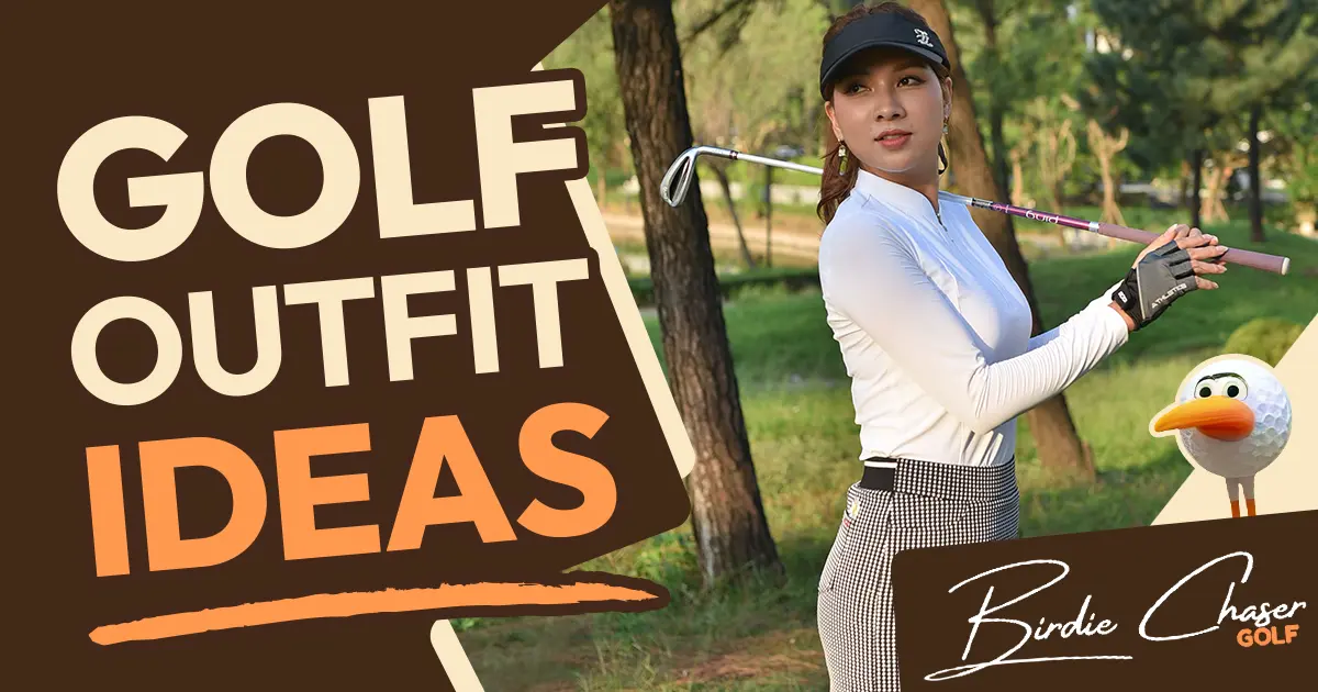 A woman golfer resting a pink golf club on her shoulder wearing a white long-sleeve top, plaid golf pants, and a black visor